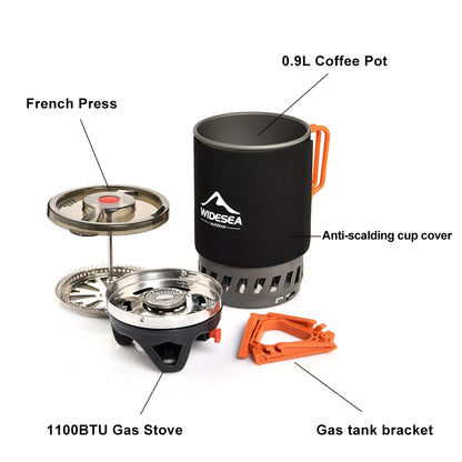 Camping Cooking System with Heat Exchanger Outdoor Gas Stove Burner